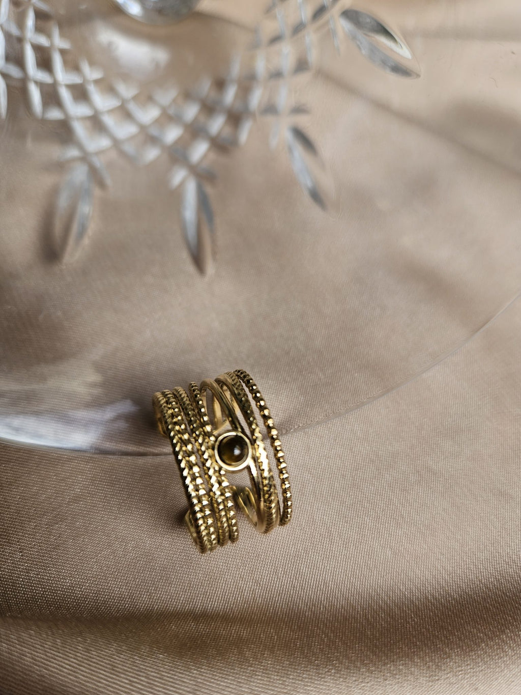 Anillo Acero Labrado Marrón
