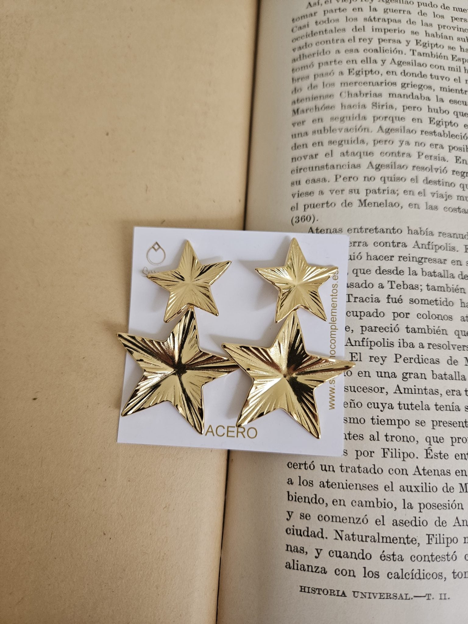 Pendientes de Acero Doble Estrella
