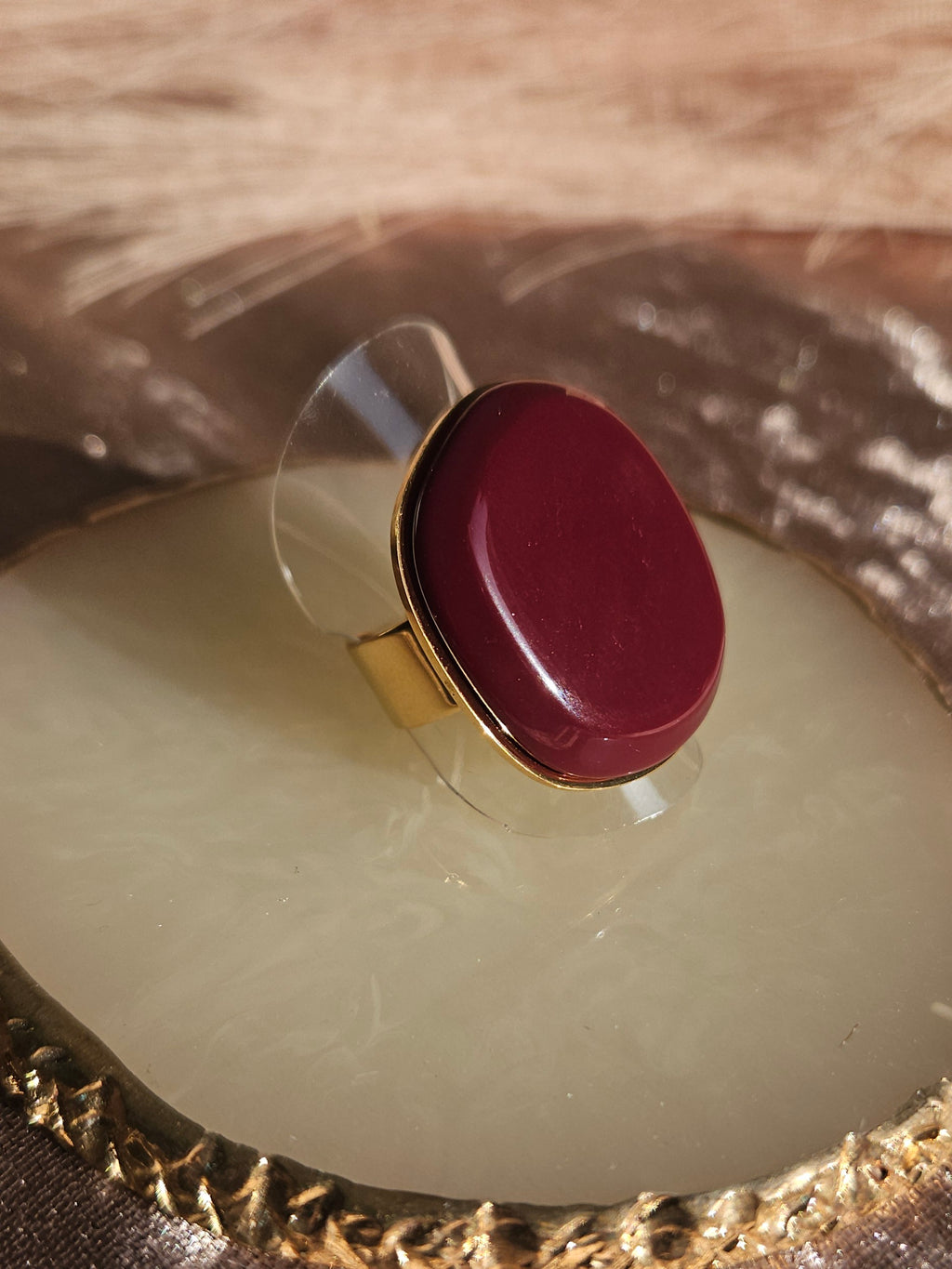 Anillo Acero Burdeos