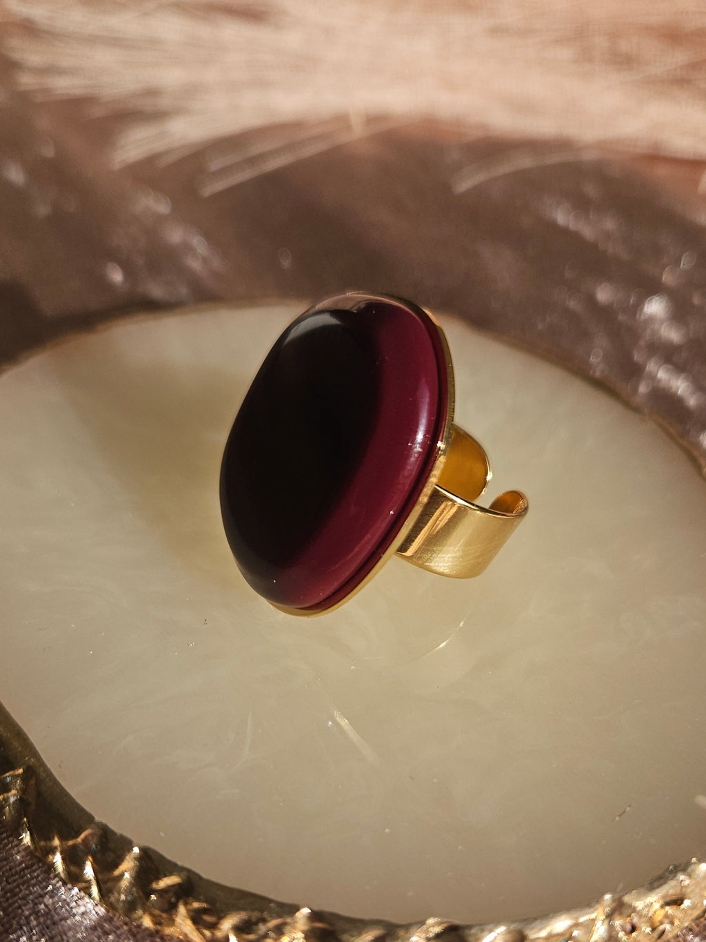 Anillo Acero Burdeos