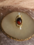 Anillo Acero Piedra Central Marrón