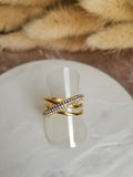 Anillo Acero Cruzado strass