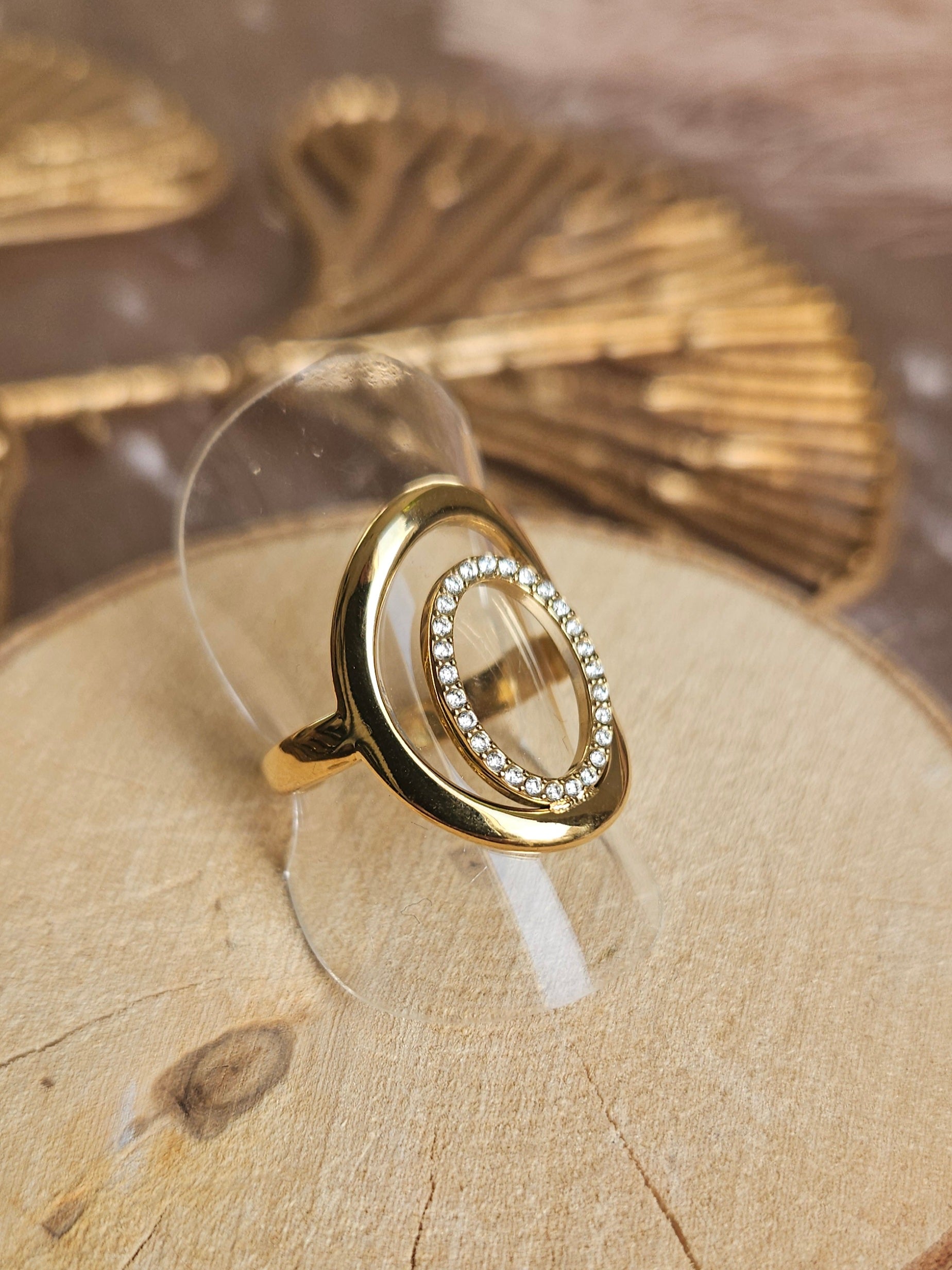 Anillo Acero Oval Strass