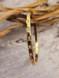 Brazalete Acero Rígido Piedras Cuadradas