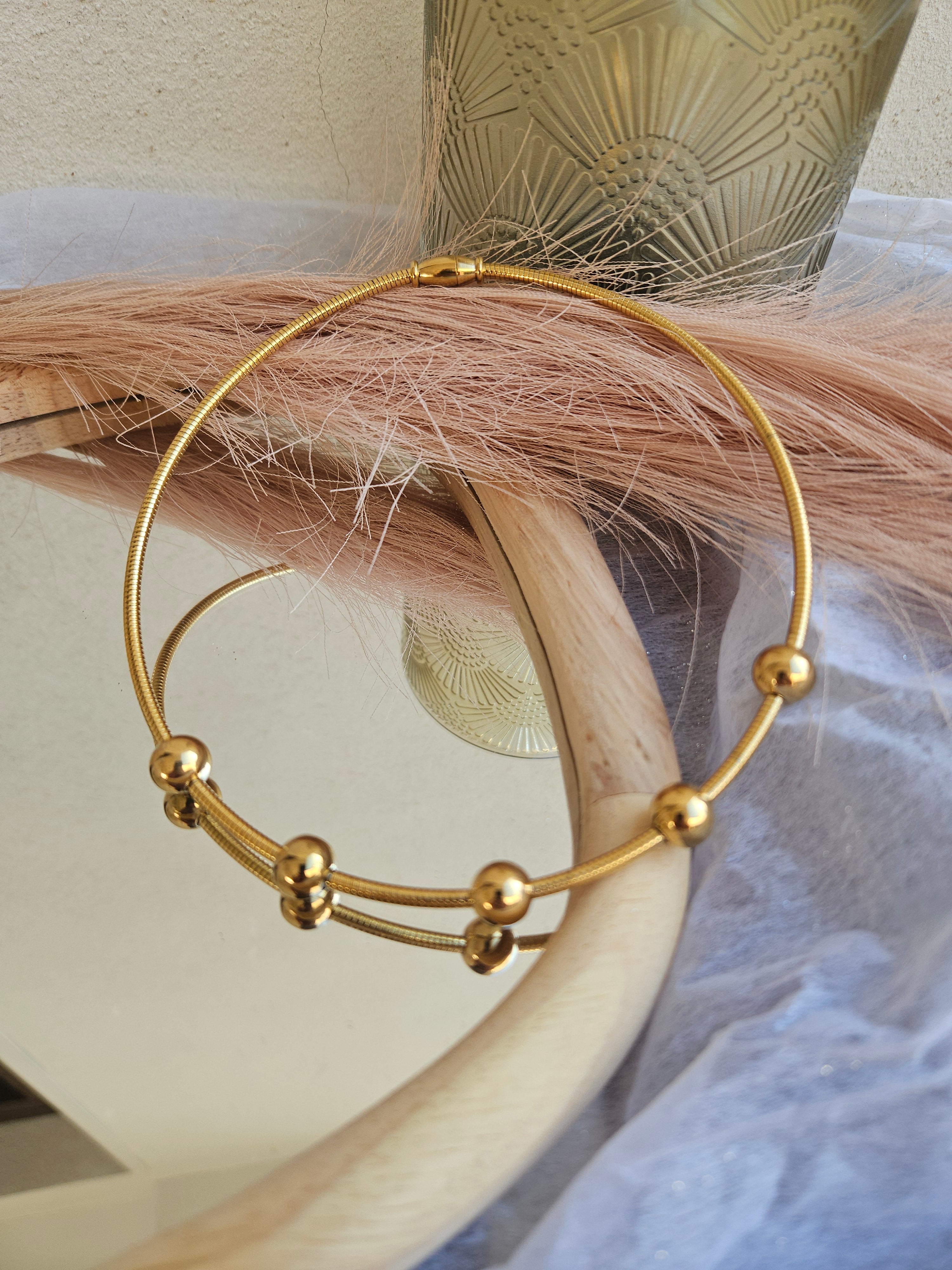 Collar Acero Choker bolitas