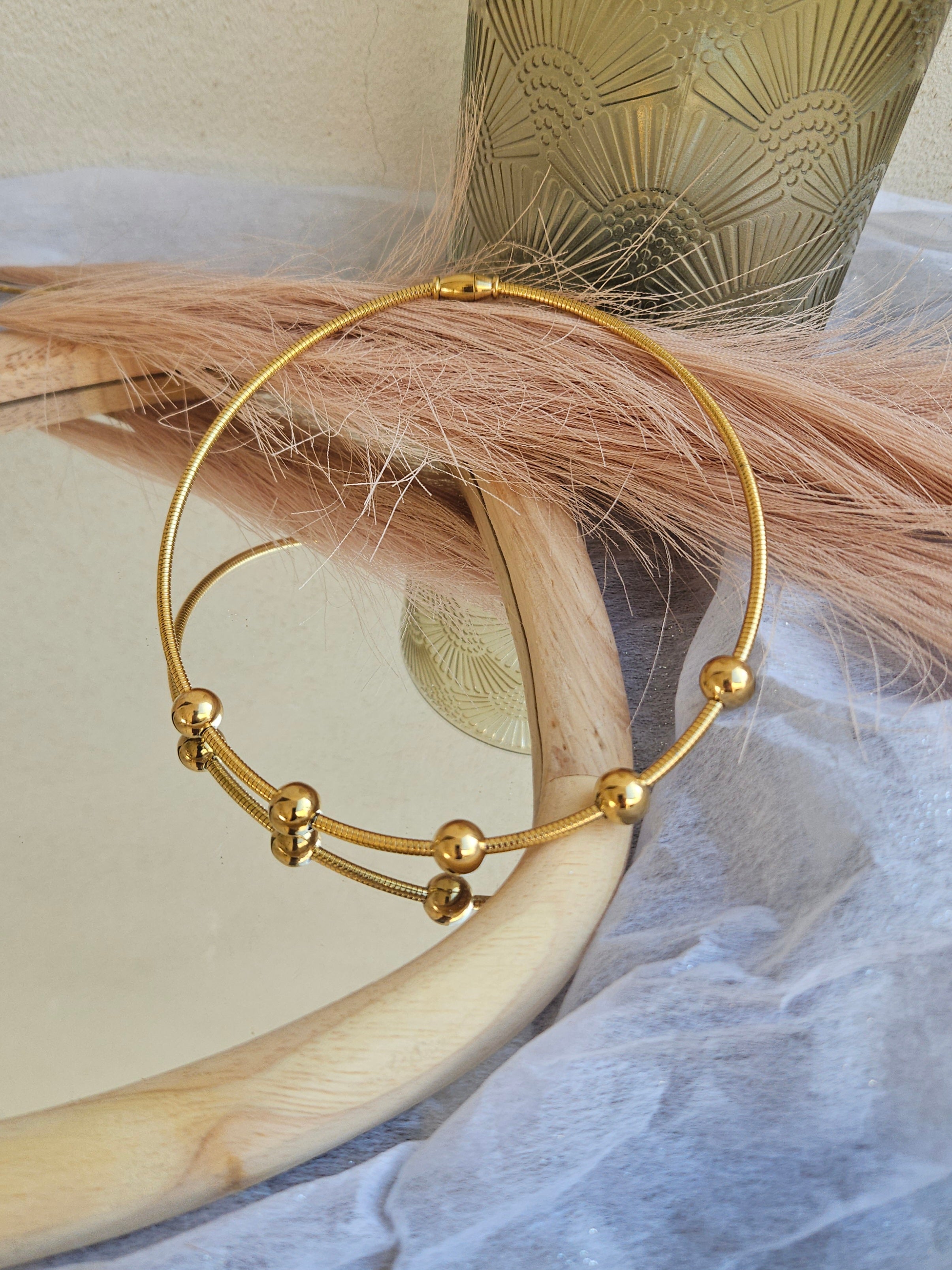 Collar Acero Choker bolitas