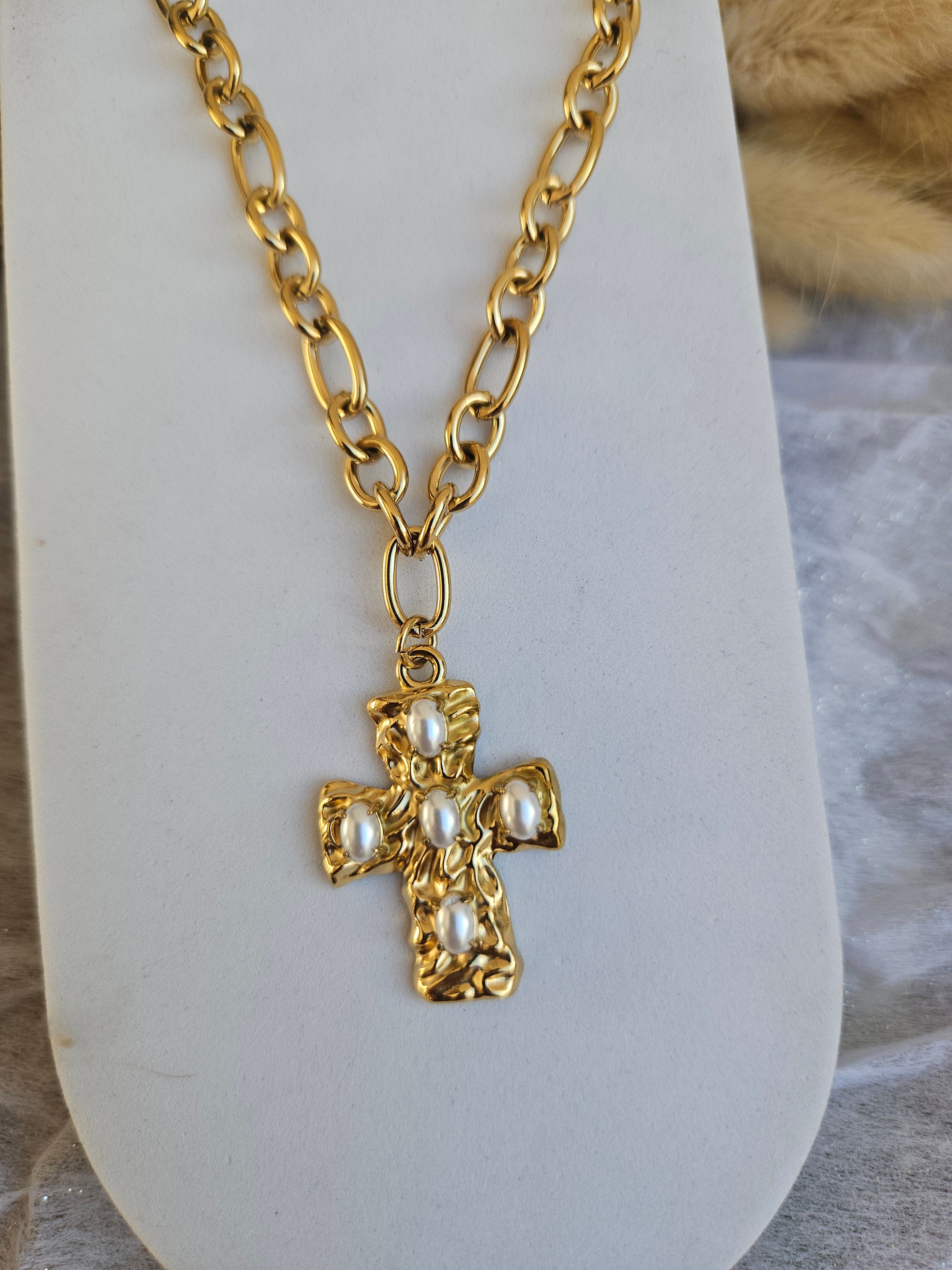 Collar Acero Pieza Cruz
