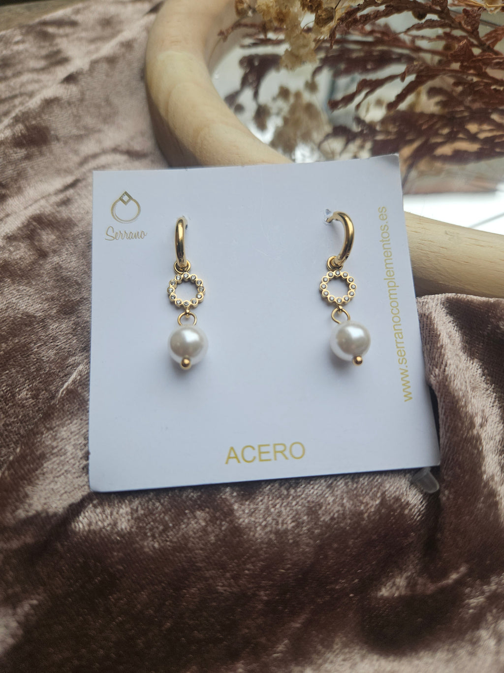 Pendientes de Acero Perlas