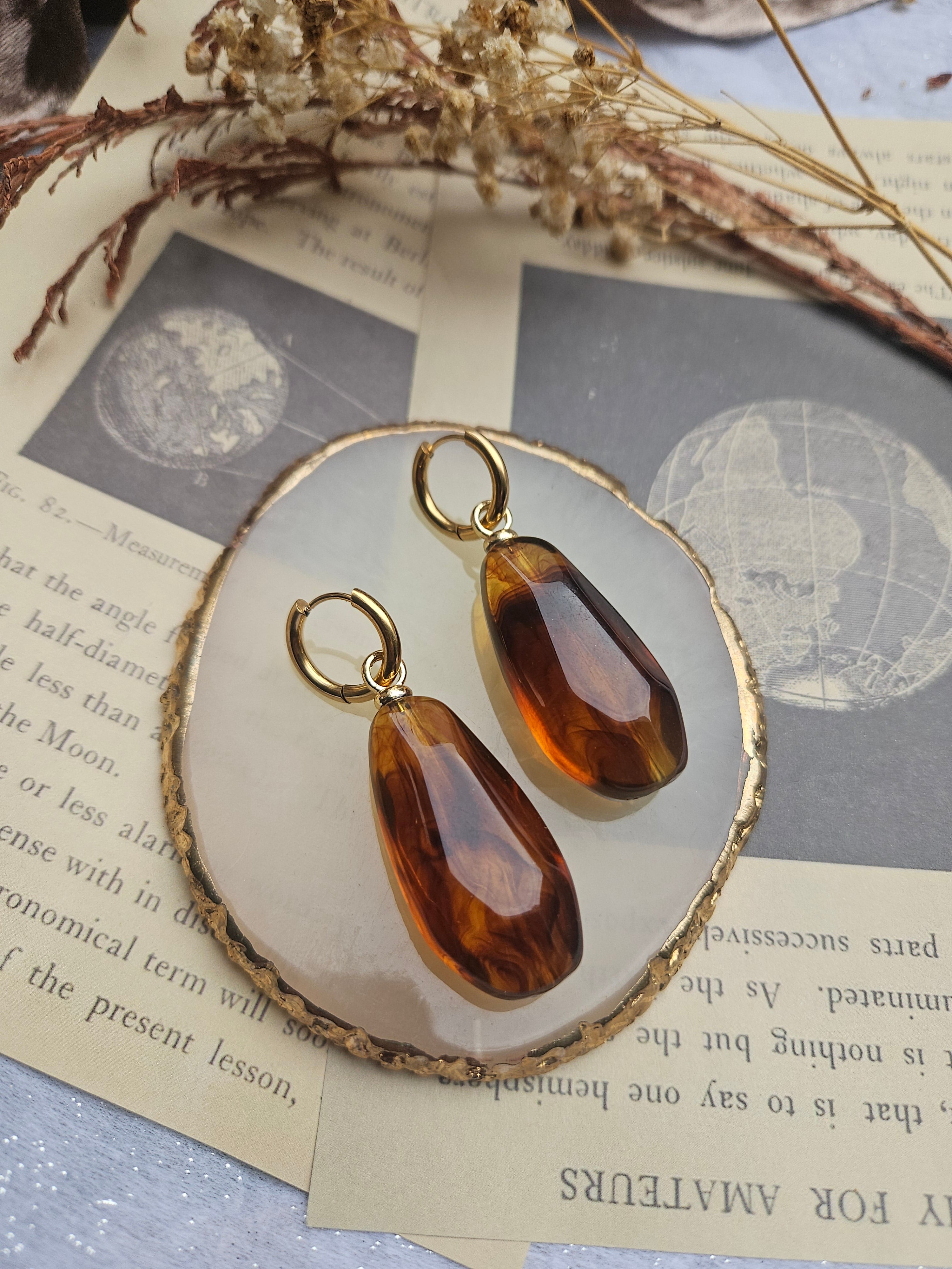 Pendientes de Acero Marrones