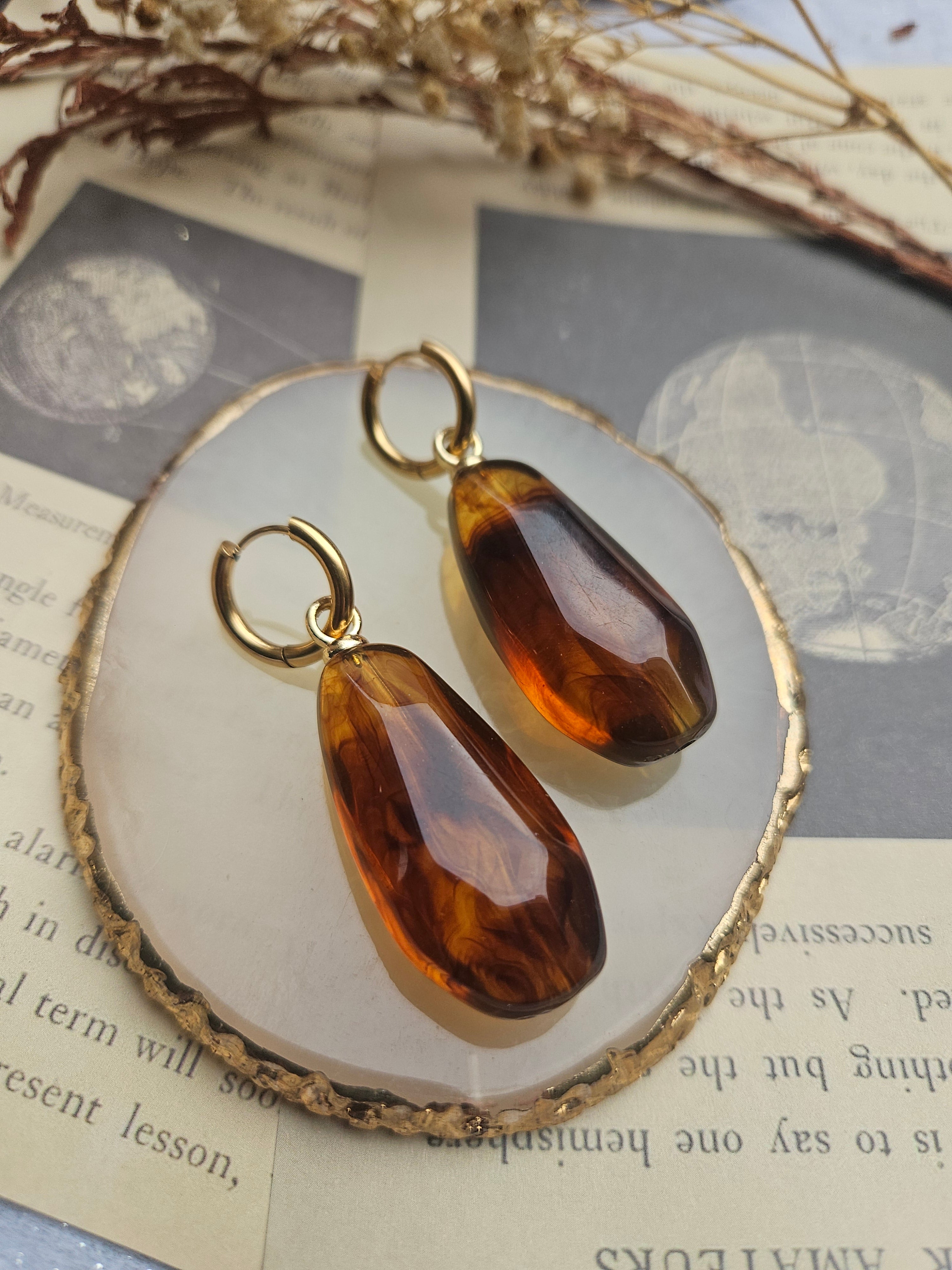 Pendientes de Acero Marrones