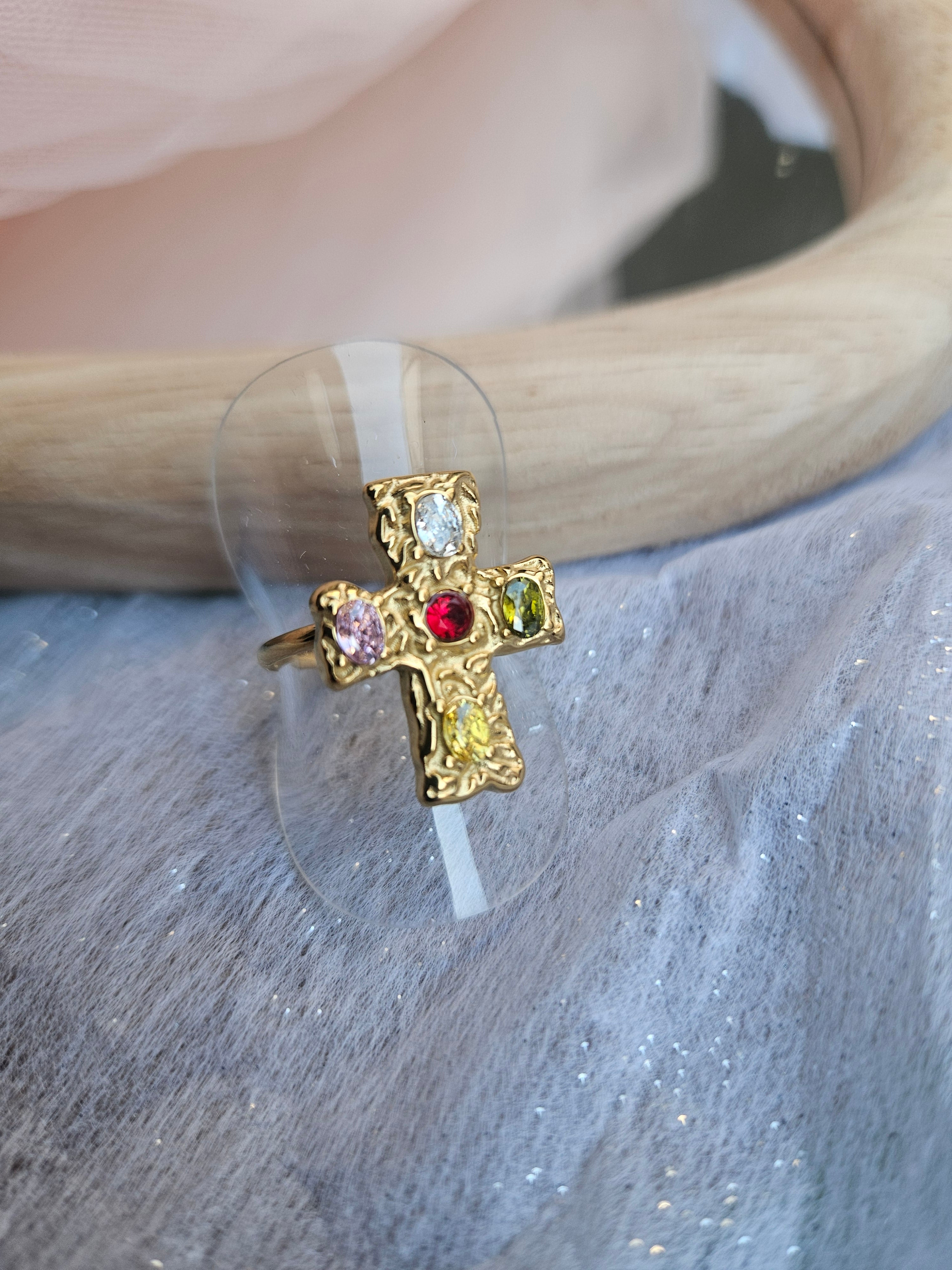 Anillo Acero Cruz
