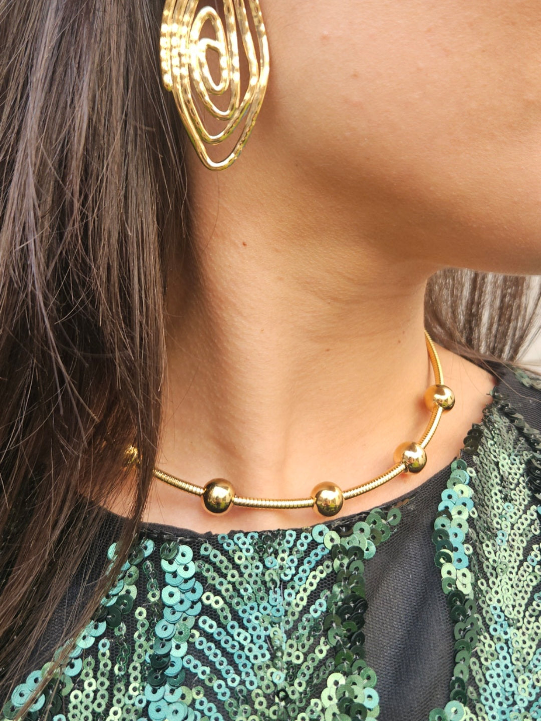 Collar Acero Choker bolitas