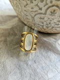 Anillo Acero Piedra Alargada