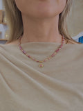 Collar Acero Minerales Rosa