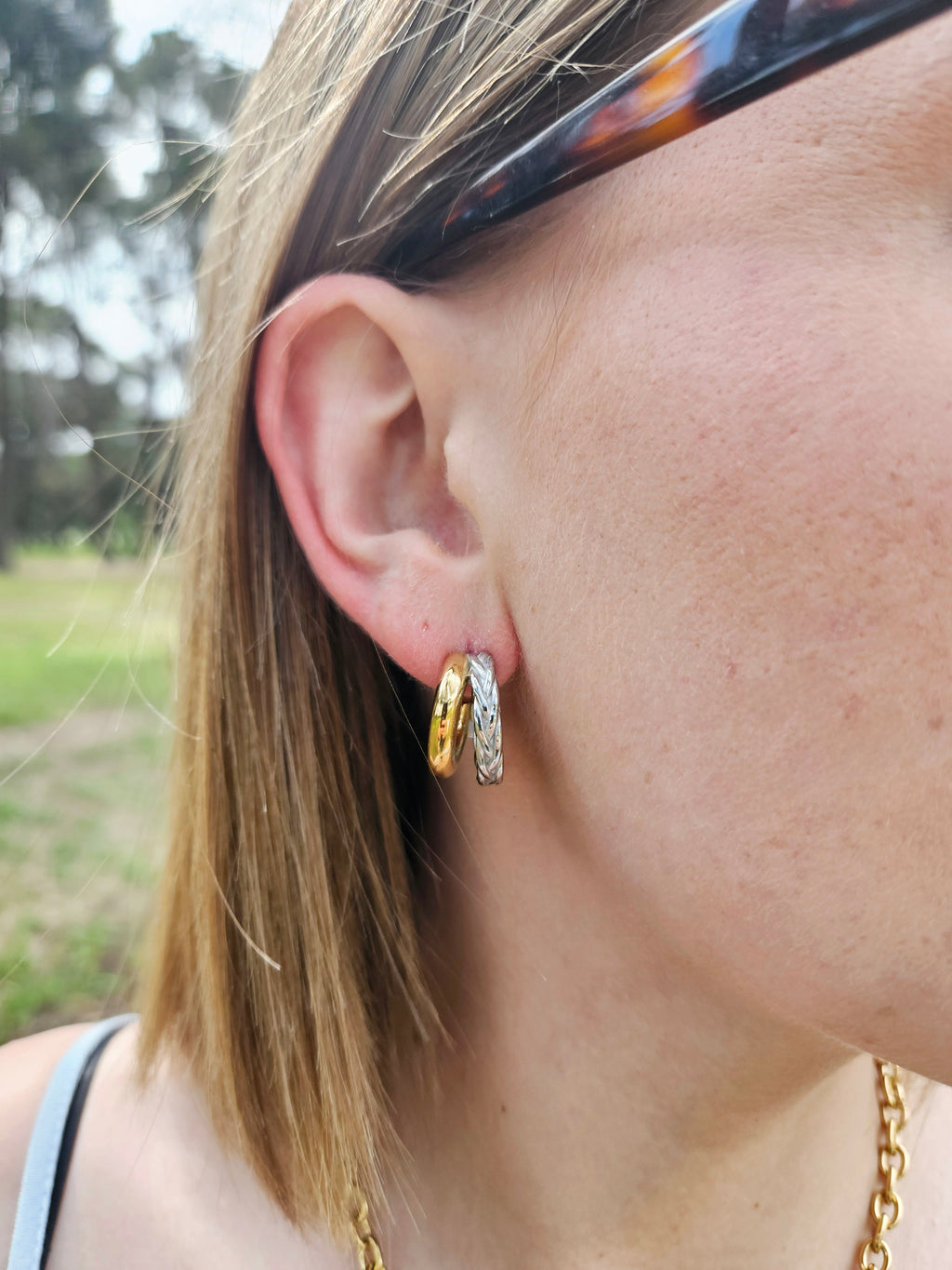 Pendientes Acero Aro doble color