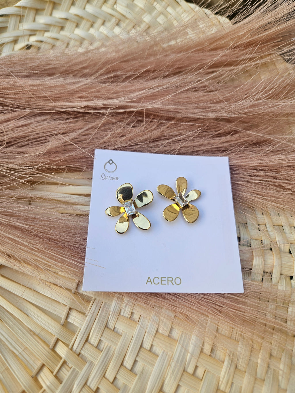 Pendientes de Acero Flor