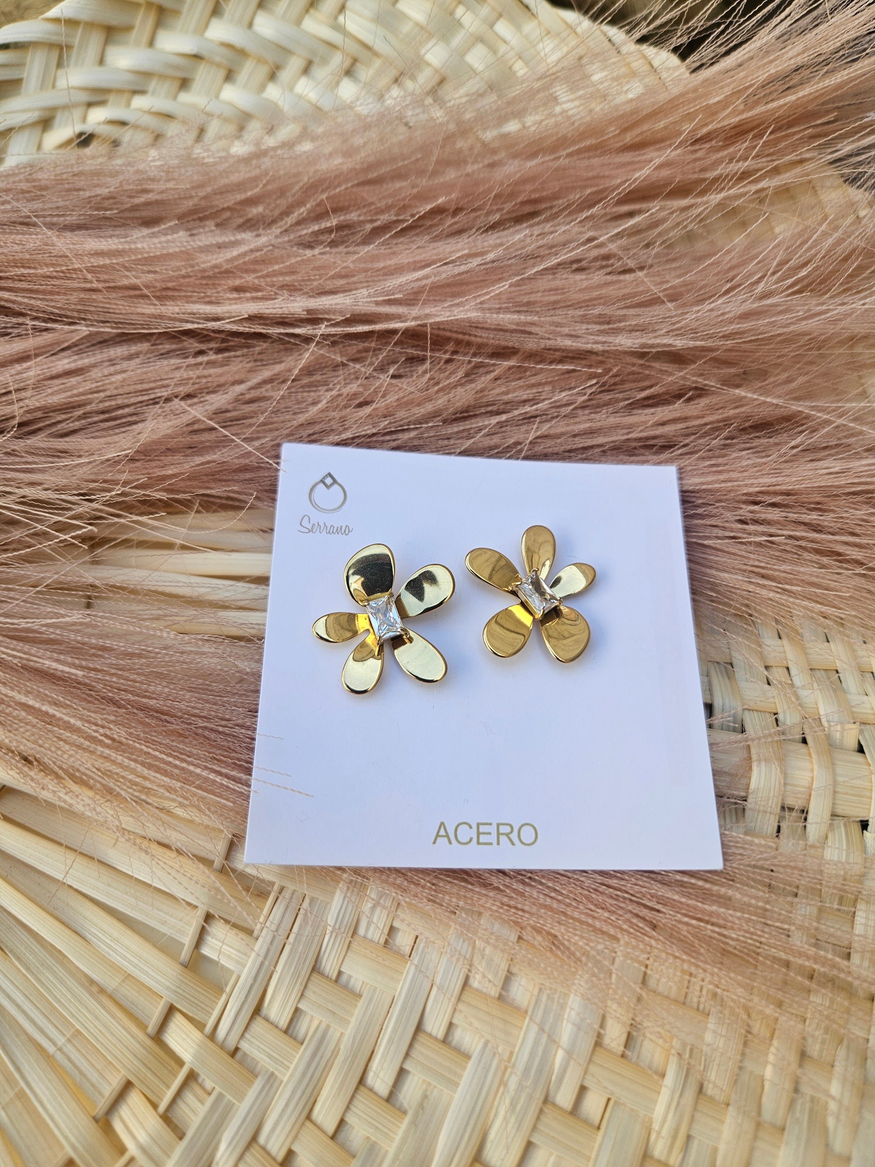 Pendientes de Acero Flor