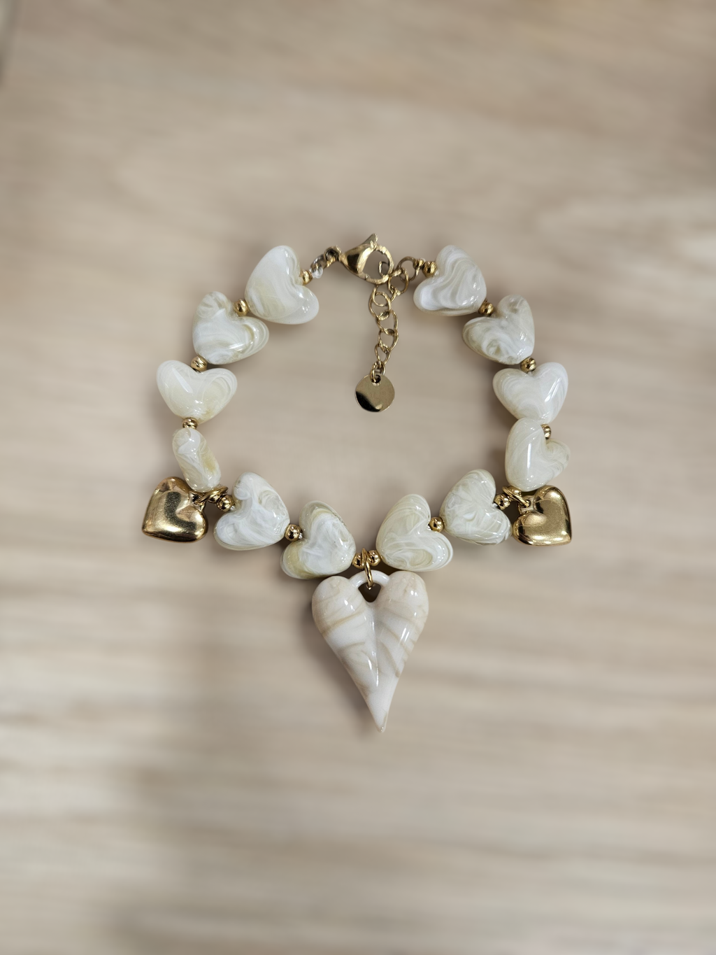 Pulsera Acero y Resina Corazones