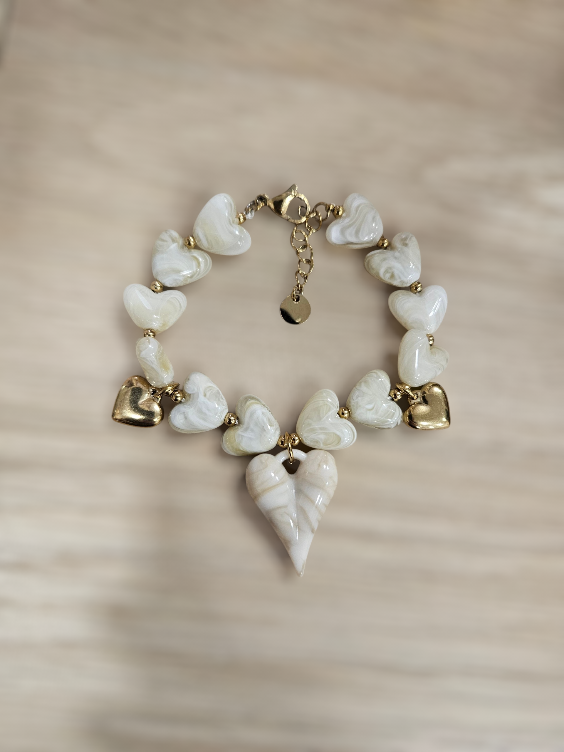 Pulsera Acero y Resina Corazones