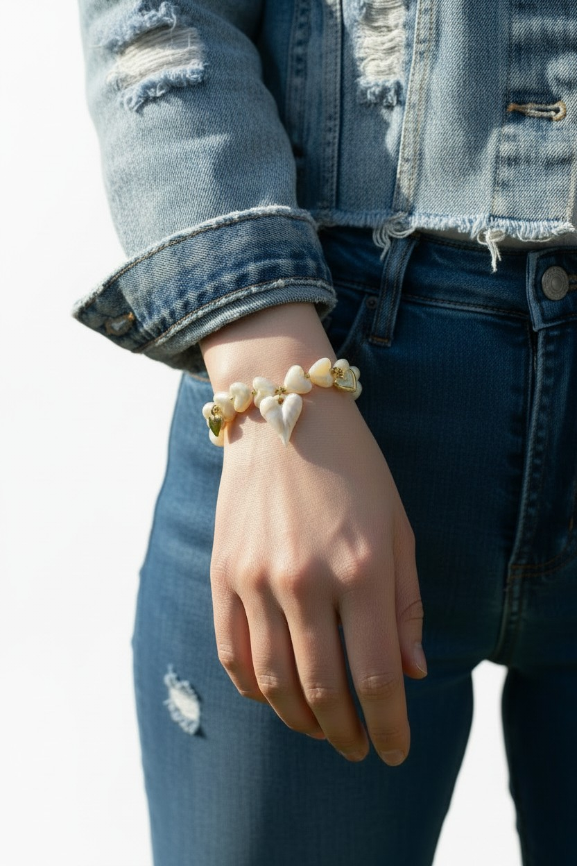 Pulsera Acero y Resina Corazones